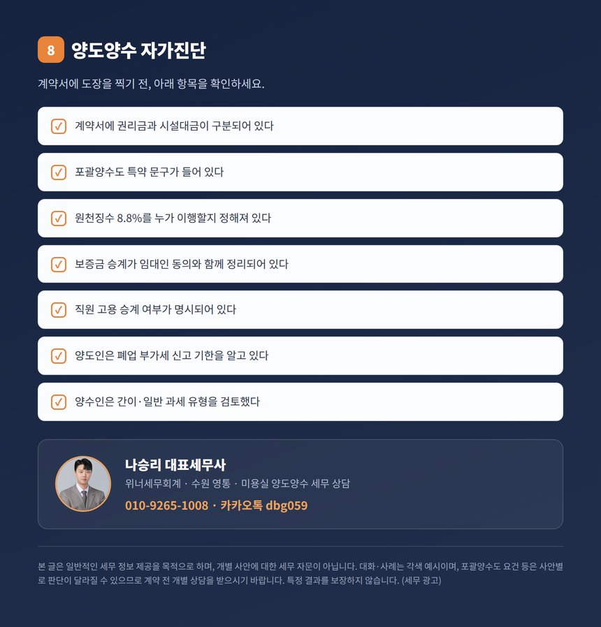 미용실 양도양수 자가진단 체크리스트와 상담 안내