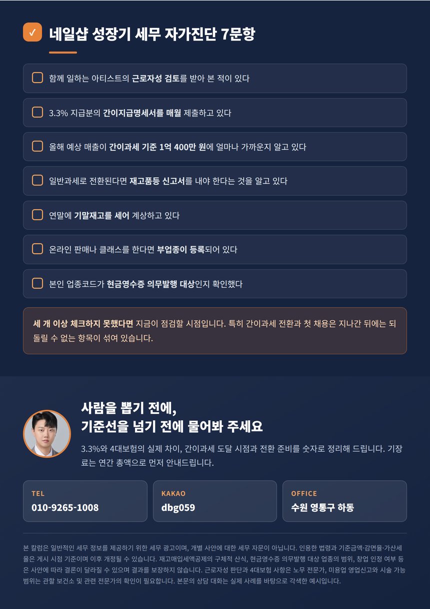 네일샵 성장기 세무 자가진단 7문항과 상담 안내