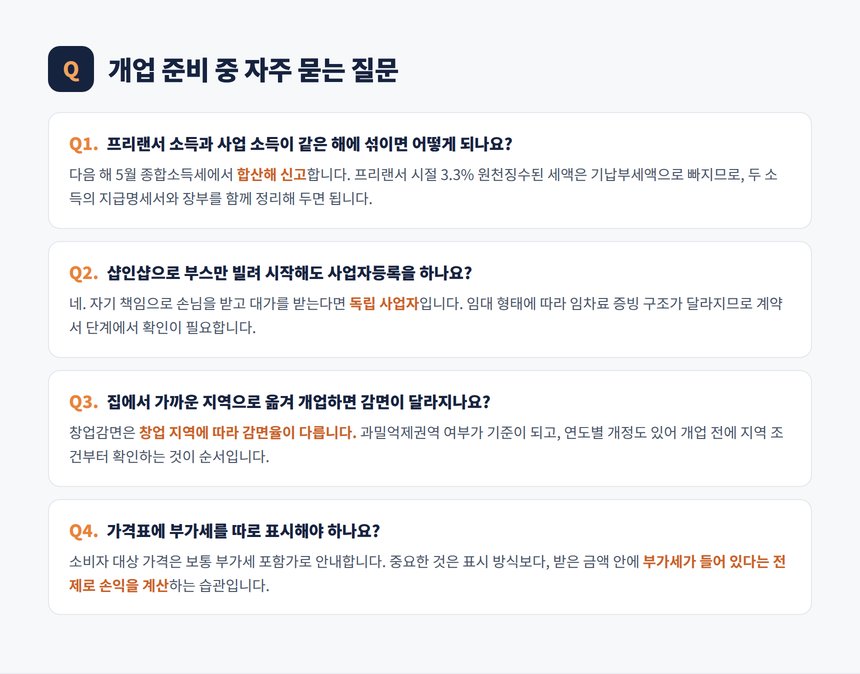 1인 미용실 개업 자주 묻는 질문