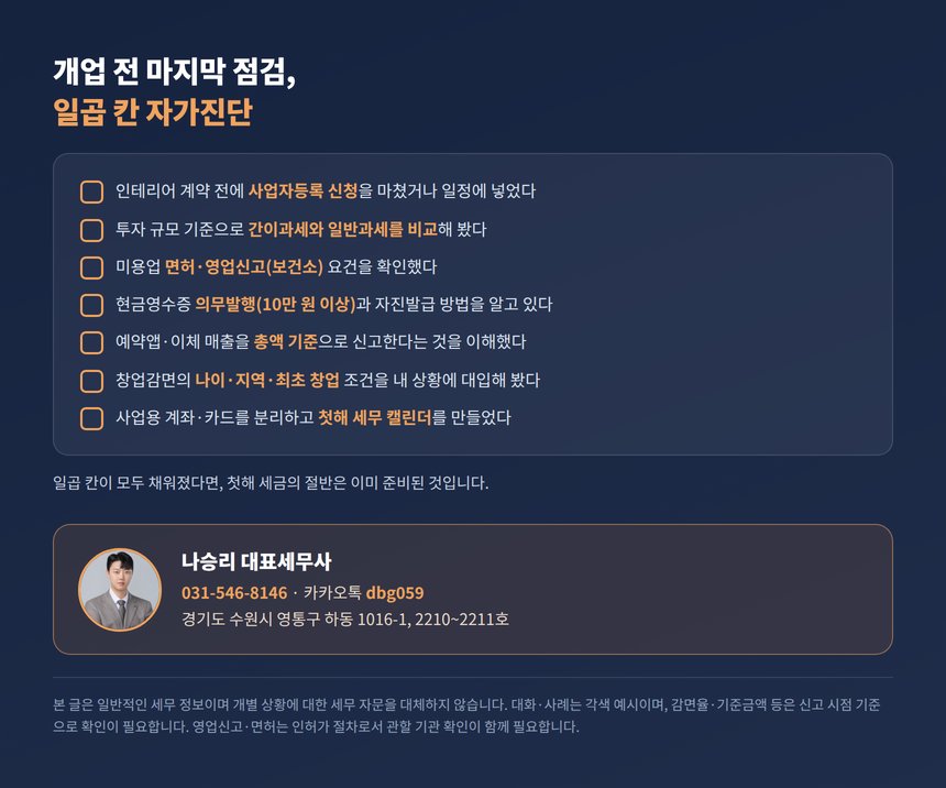 개업 전 자가진단 체크리스트와 상담 안내