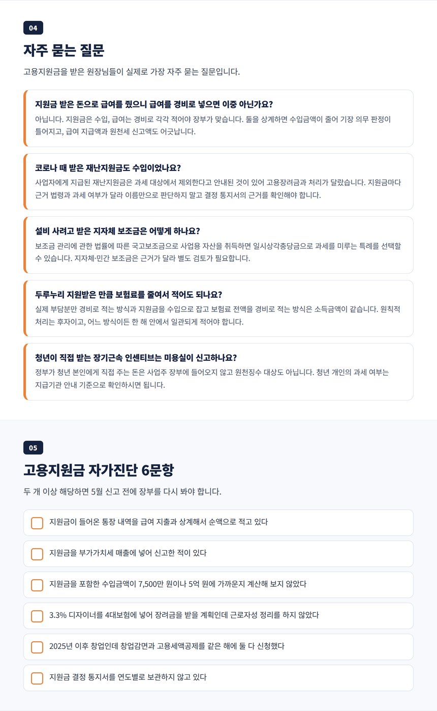 고용장려금 세금 자주 묻는 질문과 자가진단
