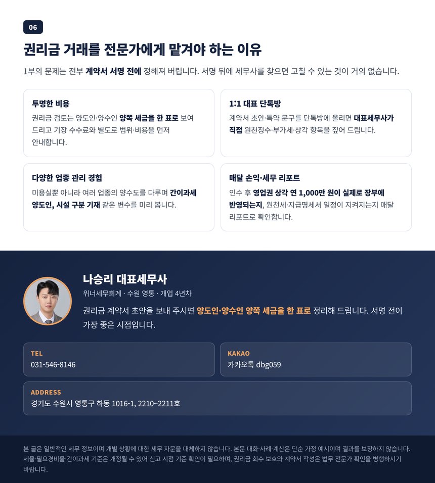 권리금 거래를 세무사에게 맡겨야 하는 이유와 상담 안내